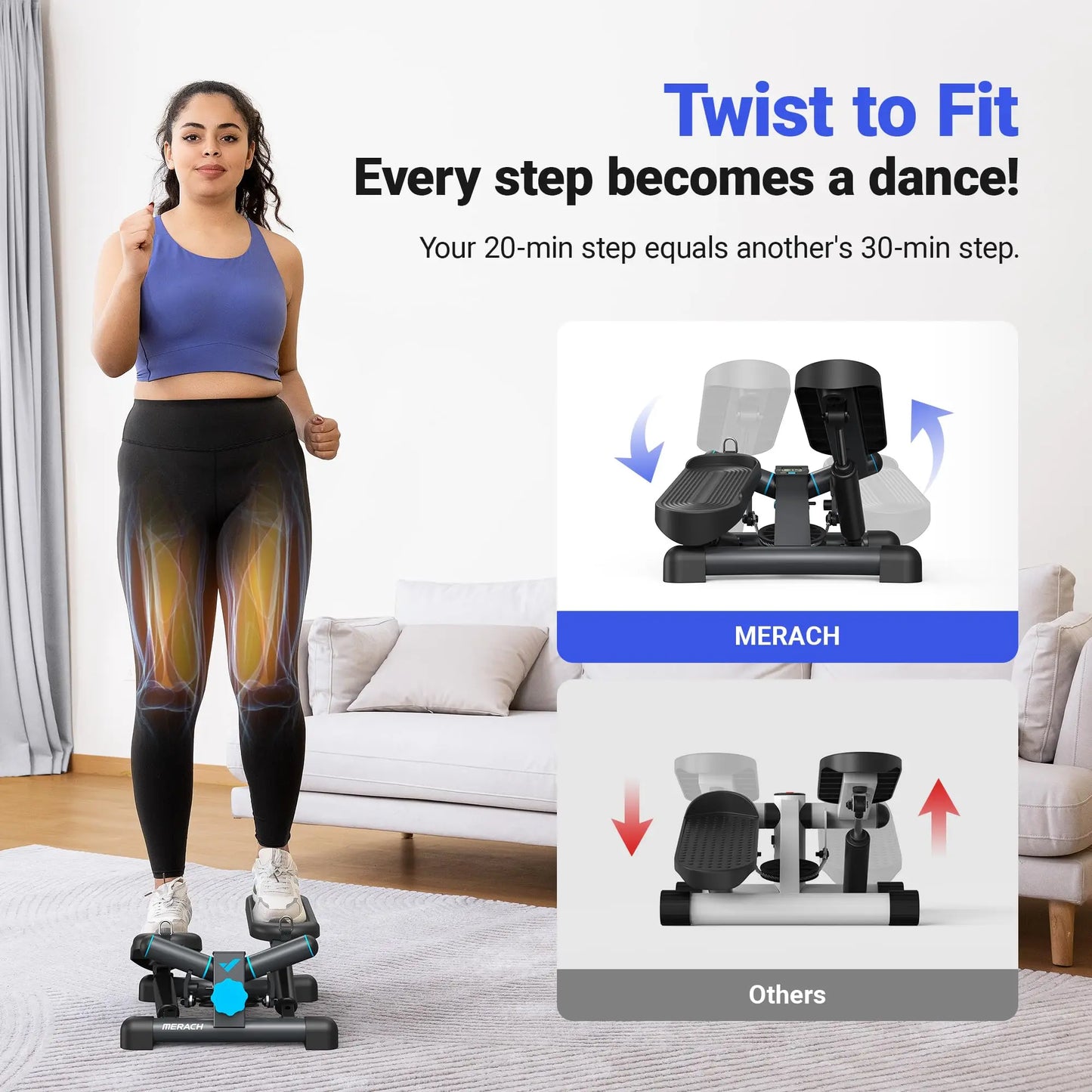 Twist Stair Stepper Machine with Bands