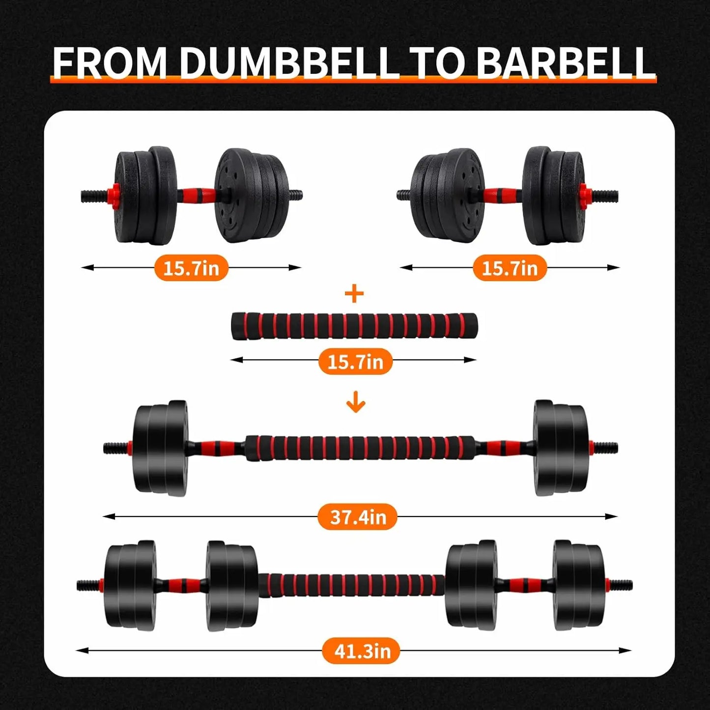 Home Gym Adjustable Dumbbell Barbell Weight Set (5–44 lbs)