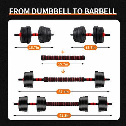 Home Gym Adjustable Dumbbell Barbell Weight Set (5–44 lbs)