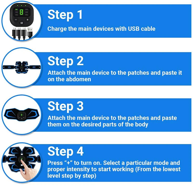 EMS Muscle Stimulator Belt – Rechargeable Abs & Fitness Trainer