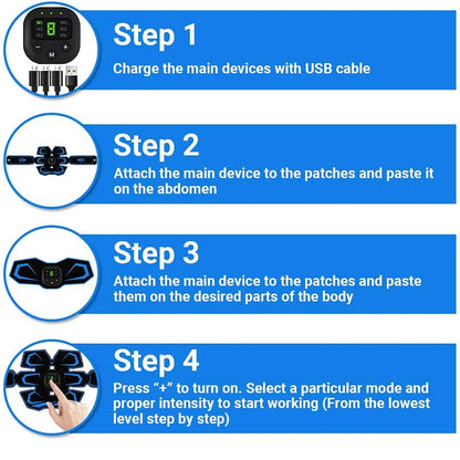 EMS Muscle Stimulator Belt – Rechargeable Abs & Fitness Trainer