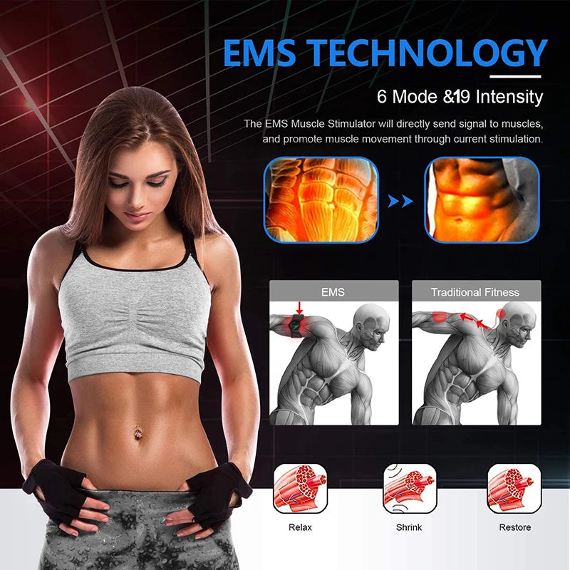 EMS Muscle Stimulator Belt – Rechargeable Abs & Fitness Trainer
