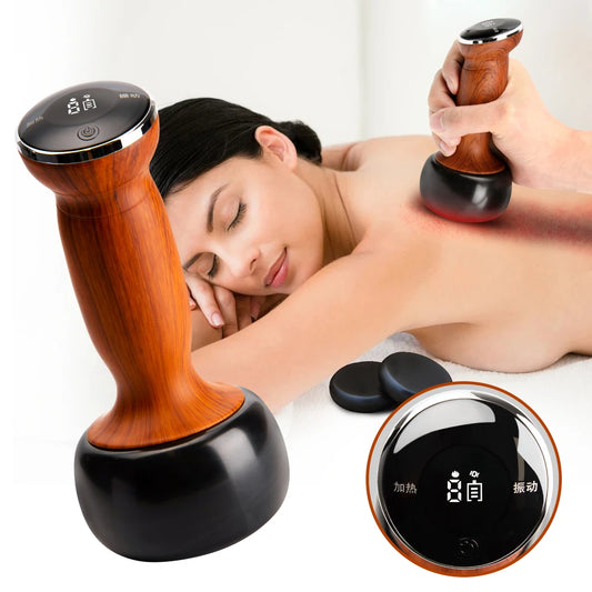 Electric Hot Stone & Gua Sha Massager – Wireless Heat Therapy Tool