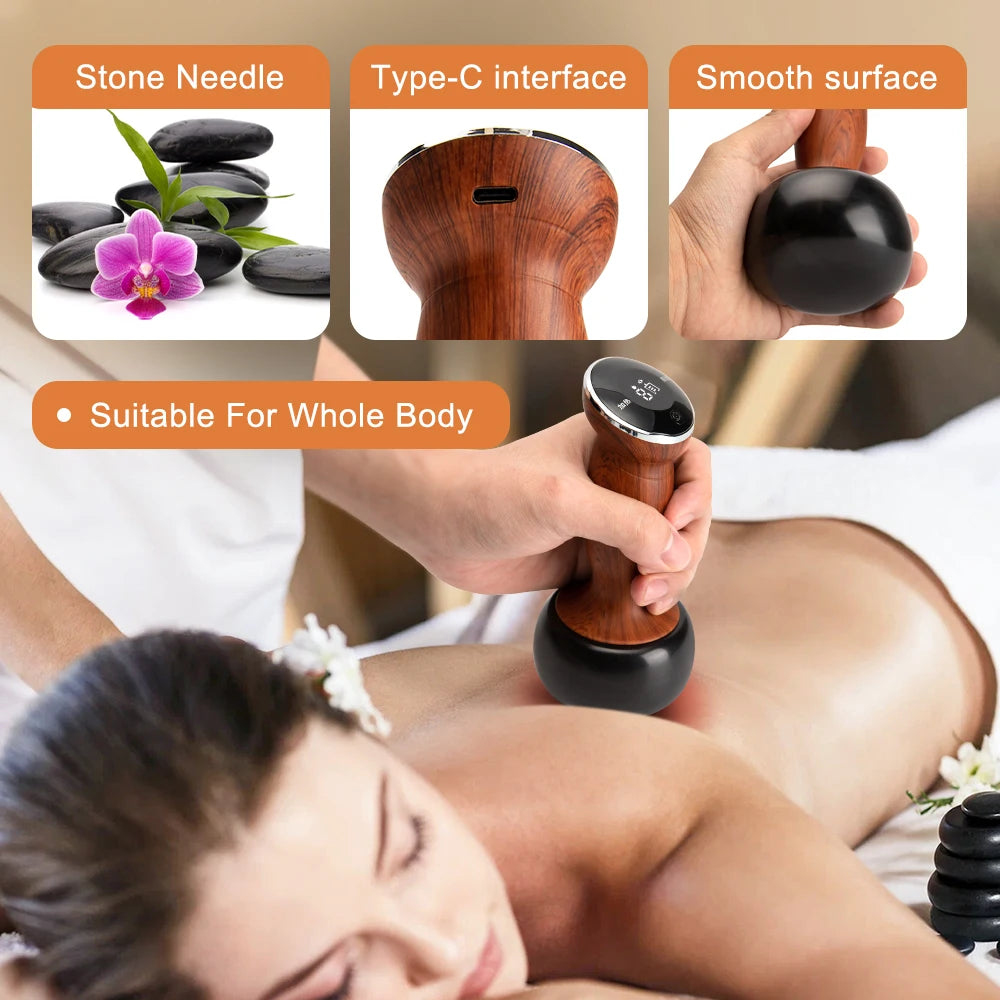 Electric Hot Stone & Gua Sha Massager – Wireless Heat Therapy Tool