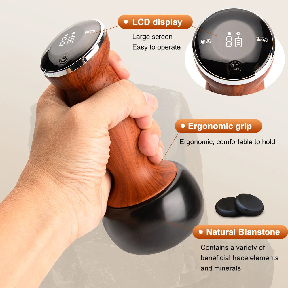 Electric Hot Stone & Gua Sha Massager – Wireless Heat Therapy Tool